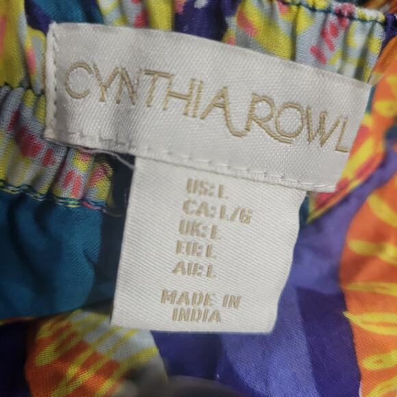 Cynthia Rowley Wrap Skirt Colorful Blue Tropical Foliage Leaf Print Sarong Large - Picture 7 of 16